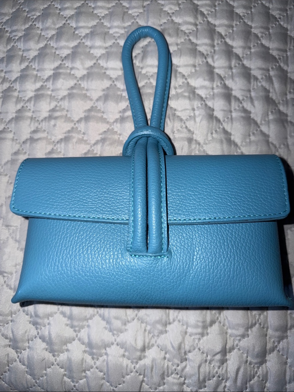 Borse in Pelle Genuine Leather Blue Leather Wristlet Clutch Made in Italy